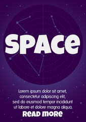 Wall Mural - Space banner or poster for universe exploration and study, vector illustration.