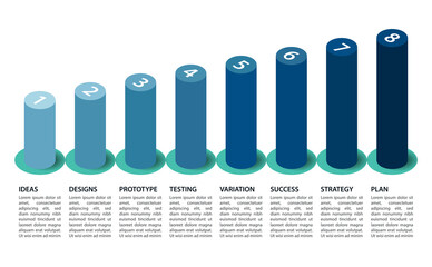 graph bar chart 8 steps infographic