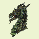 Fototapeta Dinusie - Dragon, hand drawn line style with digital color, vector illustration