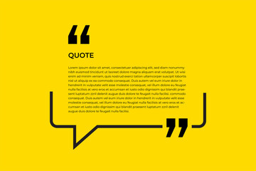Quote poster and sticker concept with sample text. white bubble message template design on yellow background. Vector Illustration.