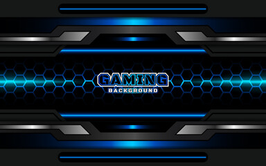 Wall Mural - abstract futuristic geometric black and blue gaming background with modern esport shapes. vector des