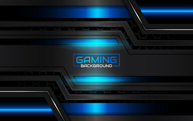 Wall Mural - abstract futuristic geometric black and blue gaming background with modern esport shapes. vector des