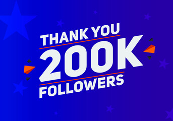 200k followers thank you colorful celebration template. social media 200000 followers achievement