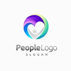 Sticker - People logo with love concept