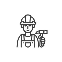Sticker - Handyman worker line icon