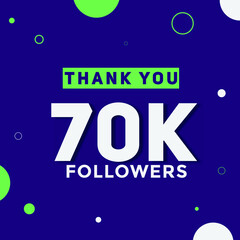 70k followers thank you colorful celebration template. social media 70000 followers achievement banner