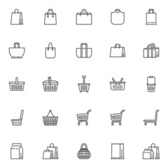 Wall Mural - E-commerce and shopping line icons set