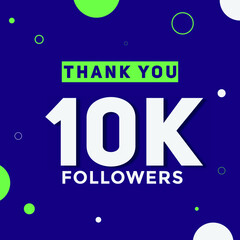 10k followers thank you colorful celebration template. social media followers achievement congratulation. 10000