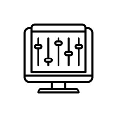 Wall Mural - program setup thin line icon, settings on pc. software installation. modern vector illustration.