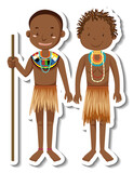 Fototapeta Pokój dzieciecy - African tribal man cartoon character sticker