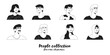 © KPstudio - Set of line drawings of trendy young business people or office workers for social media, ui, web site avatars or icons isolated on white background. Diverse character portrait in minimalistic style.
