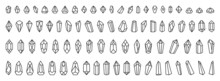 Crystal Minerals Line Art Icon. Collection Vector Crystal Gem. Editable Stroke