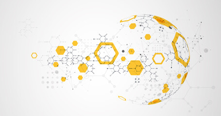 Modern science or technology abstract background using hexagonal shapes. Vector.