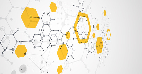 Modern science or technology abstract background using hexagonal shapes. Vector.