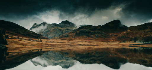 Poster - Closeup shot of the Lake District National Park with Langdales in the background