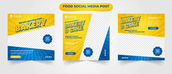 Bakery and cakes restaurant promotion for social media post templates fully and easily editable