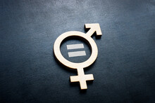 Gender Equality Concept. Wooden Symbol And Equal Sign.