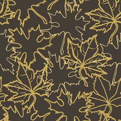Poster - Fall maple leaf outlines pattern over dark background