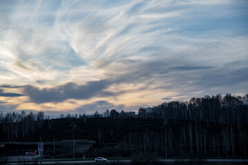 Wall Mural - sunset over the river