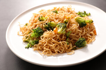 Poster - fried noddles with vegetable and soy sauce