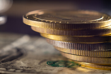 Sticker - Stack of coins - a closeup shot