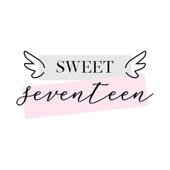 Wall Mural - Sweet Seventeen party vector calligraphy design on white background