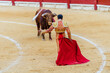 © ADDICTIVE STOCK - Anonymous toreador in costume and angry bull on arena
