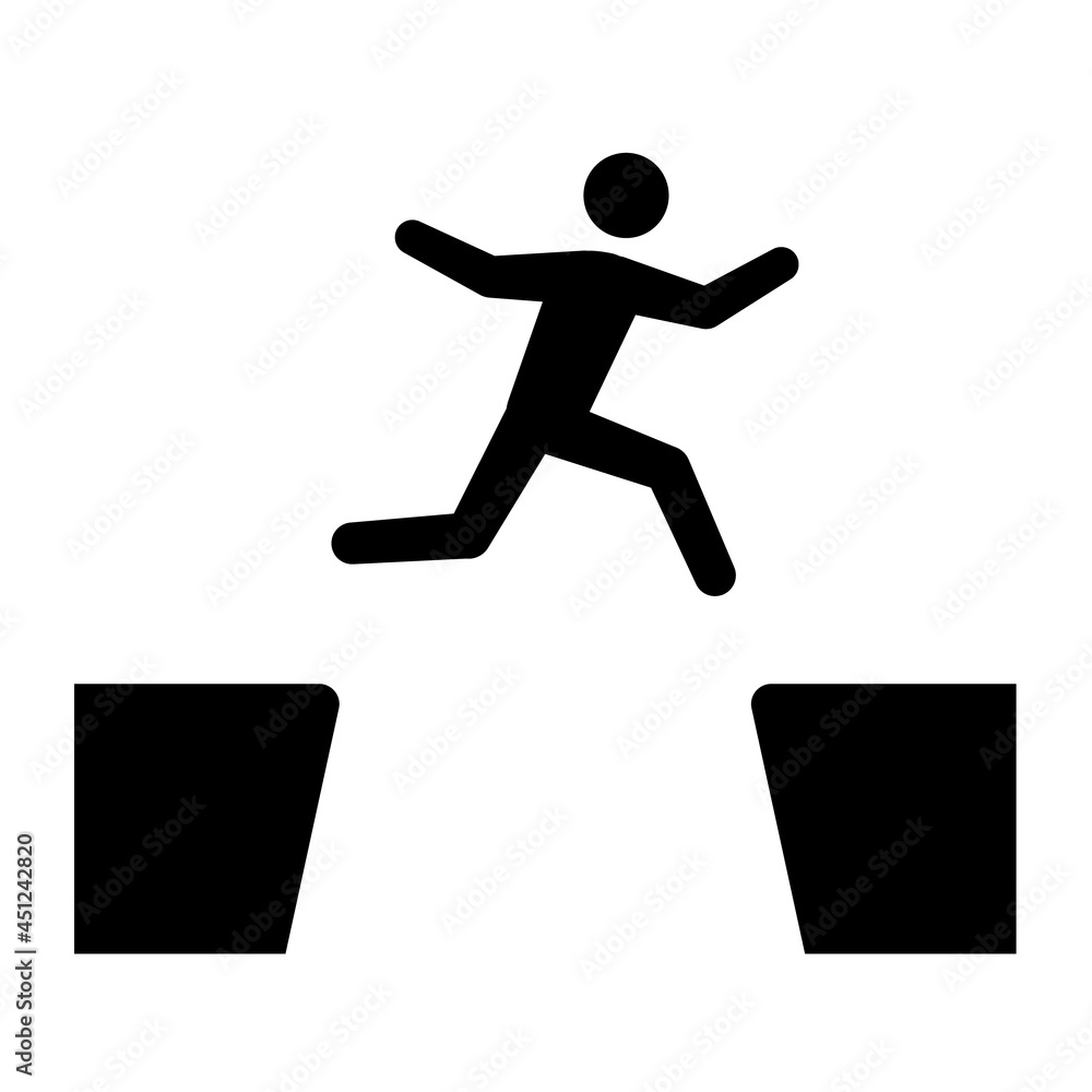 Man jumping cliff icon. Clipart image isolated on white background