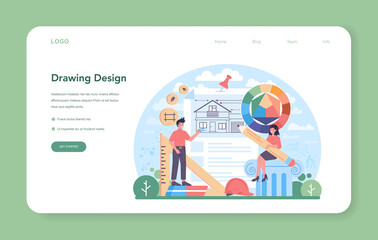 Wall Mural - architecture web banner or landing page. idea of building project