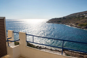  structures and sea view on Daskalio gulf in Keratea in Athens in Greece