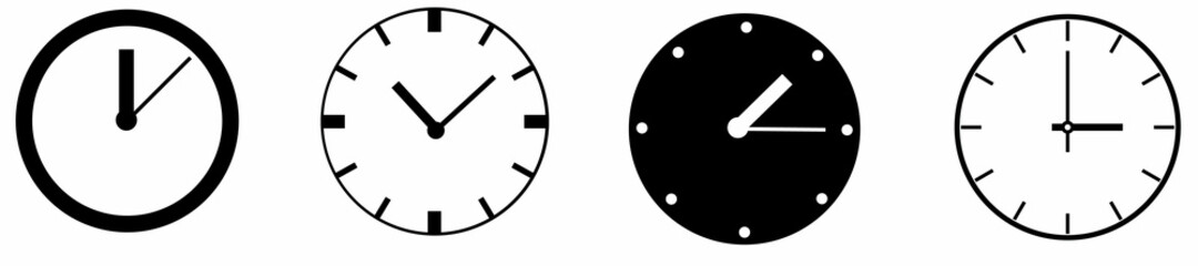 Poster - Clock icon set. Time and Clock icons collection. Circle arrow icon. Time and Clock icons in thin line style.