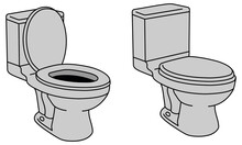 Toilet Clipart Set - Open And Closed Graphic