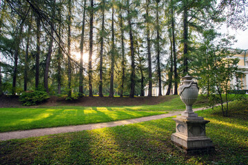 Amazing public park ( garden)   in Arkhangelskoe near Moscow  - sunset and fanatstic !