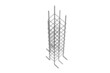 Constructive assembly. Strengthening the foundation and walls of an existing building. Foundation sole with reinforced concrete strut. Spatial reinforcement cage. 3d render illustration