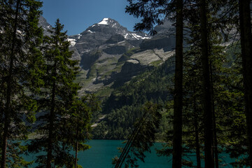 Landscape view of the Swiss Alpes, shot near Kandersteg, Bern, Switzerland