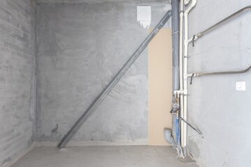 interior of the apartment without decoration in gray colors