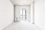 Fototapeta Perspektywa 3d - interior of the apartment without decoration in gray colors