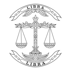 Wall Mural - hand drawn of libra in zentangle style
