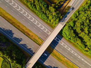 Aerial view of empty road interchange