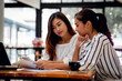 © David - Portrait of Professional asian business team working together at desk,