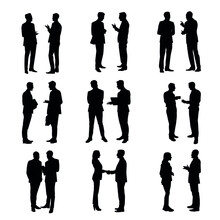  Silhouette Of Two People Having A Discussion Pack