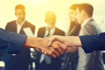 Close up people hands shake business partnership success,Shake hand concept