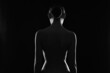 © eugenepartyzan - Female Back Silhouete. Naked girl. Black and white