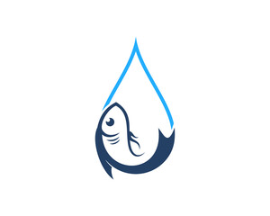 Wall Mural - Fish in the water drop vector illustration logo