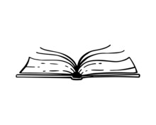  Open Book Is A Sketch On A White Isolated Background. Hand Drawn Vector Illustration. Icon