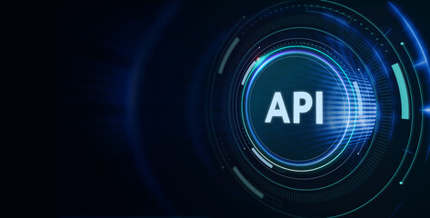 API - Application Programming Interface. Software development tool. Business, modern technology, internet and networking concept.