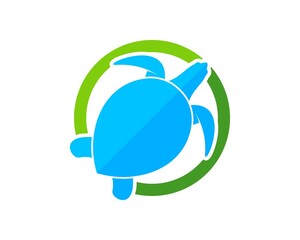 Sticker - Circle shape with blue turtle inside