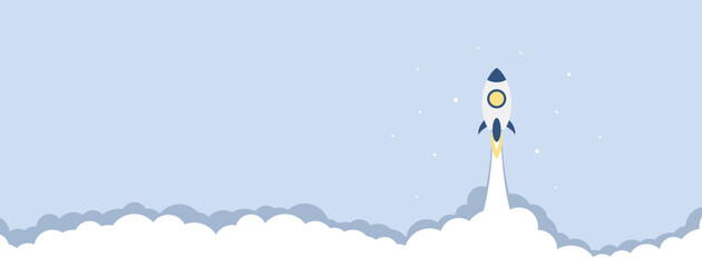 Wall Mural - Launching rocket with smoke, light website header