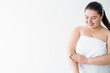 © golubovy - sensitive skin happy curvy woman moisturizing body