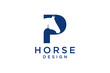 The logo design with the initial letter P is combined with a modern and professional horse head symbol